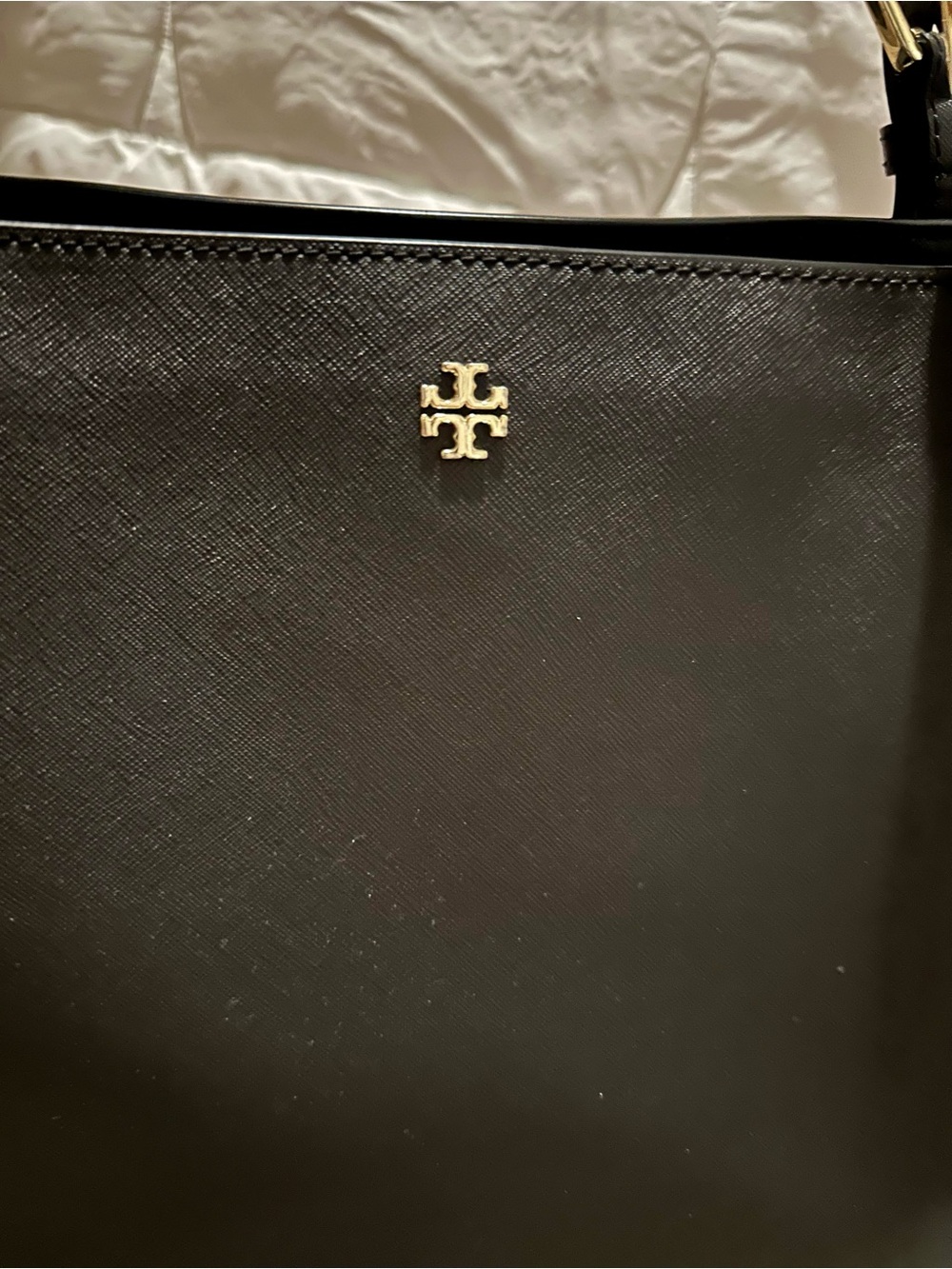 Tory Burch Black York Gold Buckle Hardware Leather Tote. EXCELLENT Condition. - Picture 8 of 9